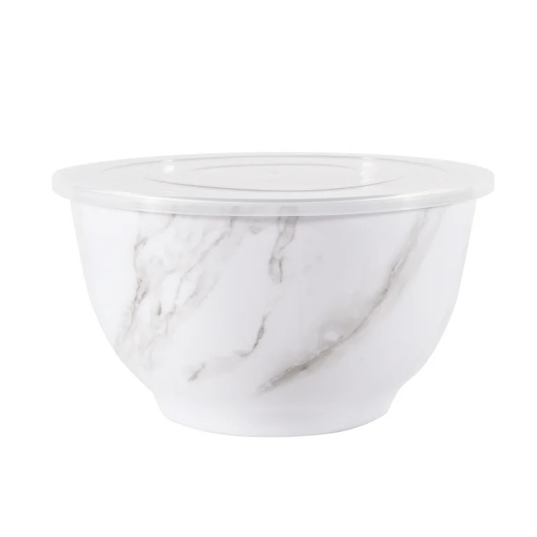 Better Homes & Gardens 6-Piece Melamine Serving Bowl Set with Lids, White Marble Print | Walmart (US)