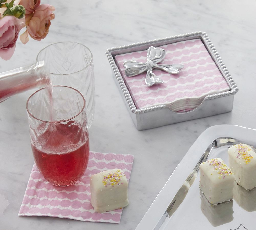Bow Beaded Recycled Aluminum Napkin Box Set | Pottery Barn (US)