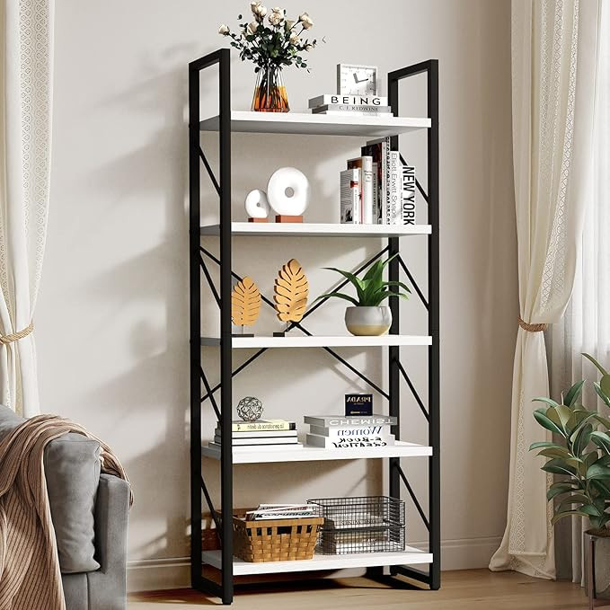 YITAHOME 5 Tiers Bookshelf, Classically Modern Bookshelf, Book Rack, Storage Rack Shelves in Livi... | Amazon (US)