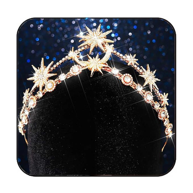 GORTIN Star Moon Crown Bride Wedding Headband Rhinestone Tiara Goddess Headpiece Bridal Hair Acce... | Amazon (US)