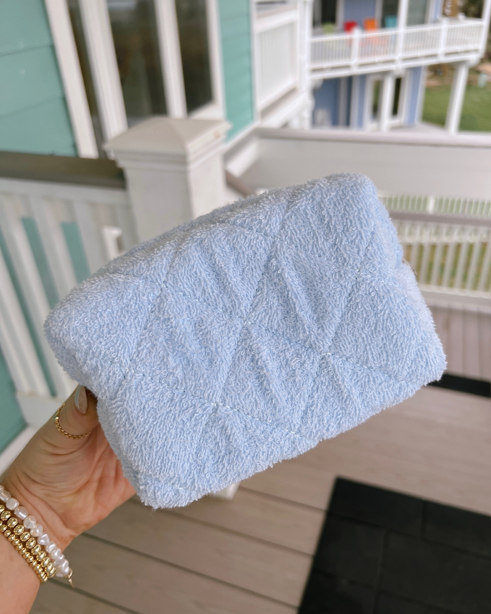 terry cloth quilted makeup bag