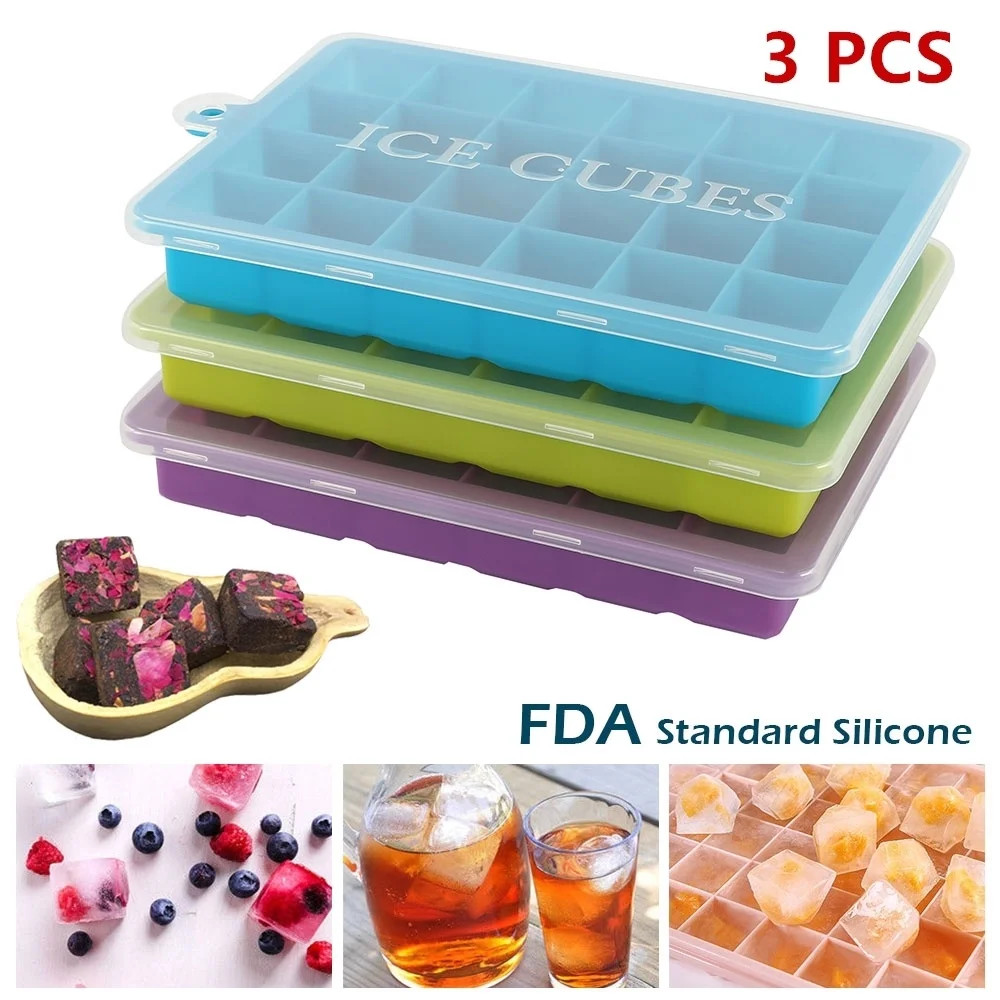 3PCS Ice Cube Mold Silicone Ice Cube Mold Ice Cube Tray with Lid Ice Cube Tray, Ice Cube Molds Ic... | Walmart (US)