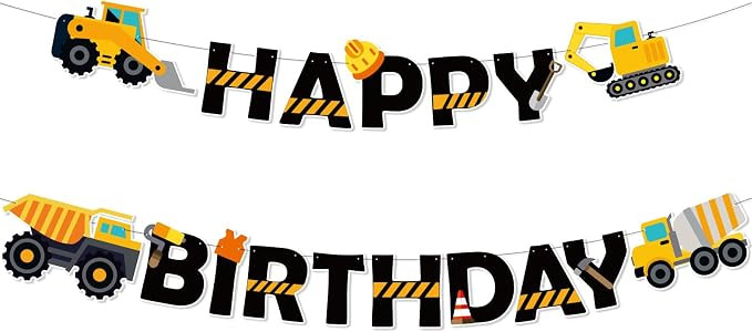 Faisichocalato DIY Construction Birthday Banner Dump Truck Party Decorations, Easy to Assemble Bu... | Amazon (US)