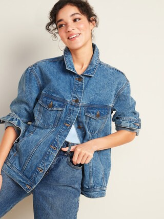 Oversized Boyfriend Jean Jacket for Women | Old Navy (US)