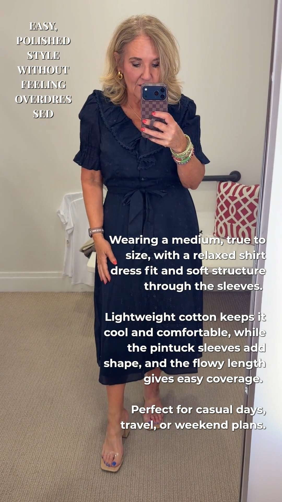 Tap the bell 🔔, heart ❤️ this post, and save for later!

If you want something that looks put-together but still feels easy, this is it.
The cotton fabric is breathable, and the sleeve detail gives it just enough structure so it doesn’t feel plain.

Wearing a medium, it fits true to size with a relaxed, comfortable shape.
No pulling, no stiffness, just an easy drape.

Perfect for days when you want to look polished without thinking too hard about it.  

 #LTKootd #LTKOver40