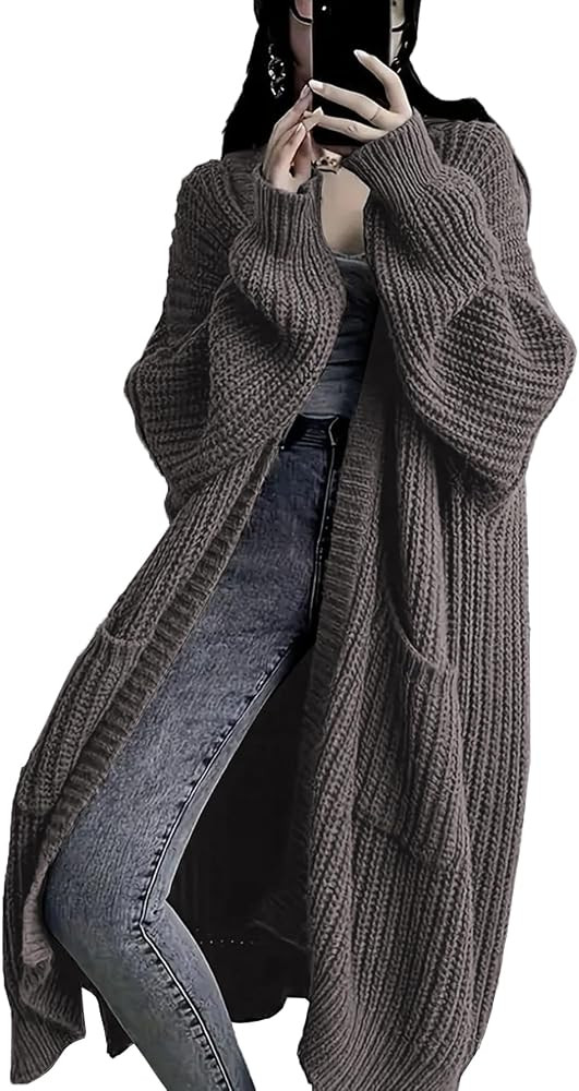 Womens Long Cardigan Sweaters Open Front Oversized Duster with Pocket for Women 2025 Fall Winter ... | Amazon (US)