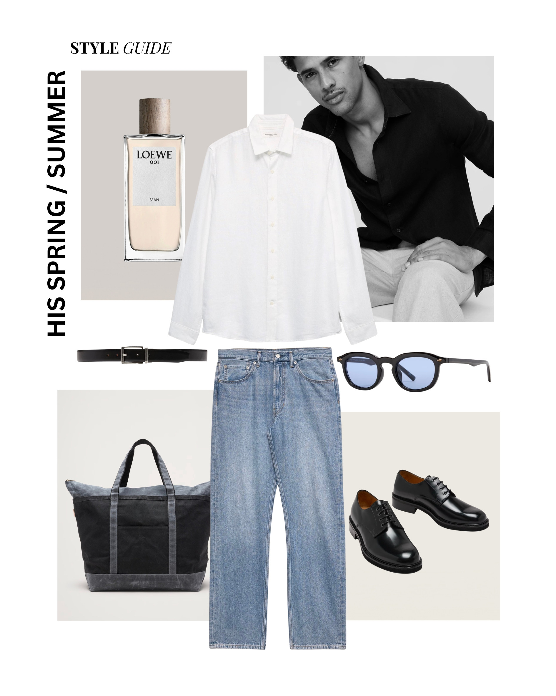 His Spring/Summer Style Guide - The Clean Slate Edit #HisStyleGuide #MensFashion #SpringSummer2026 #MensOOTD #WhiteShirt #WideLegDenim #LightWashJeans #DerbyShoes #BlackAndWhite #MinimalistMenswear #Loewe #Loewe001 #MenswearDaily #StyleInspo #ElevatedCasual #QuietLuxury #CleanAesthetic #MensFashionInspo #SimpleAndSharp #SpringMenswear 

 #LTKootd #LTKBeauty #LTKMens