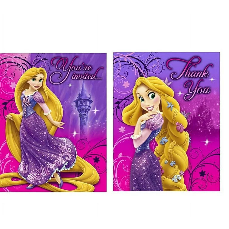 Unique Disney Princess Rapunzel Birthday Party Supplies, 16 Invitations and 16 Thank You Notes | Walmart (US)