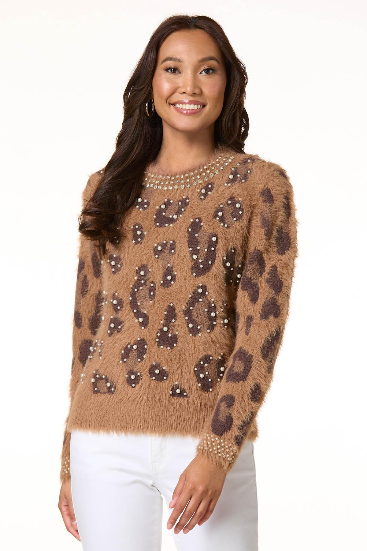 Cheetah Pearl Sweater | Cato Fashions
