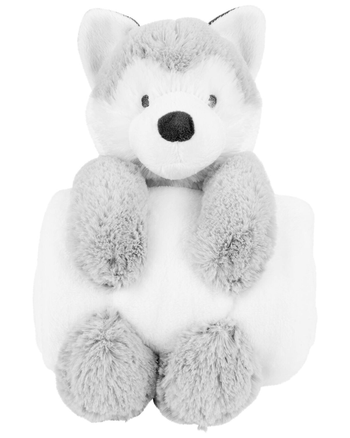 Grey/White Baby Husky Plush Stuffed Animal & Blanket Set | carters.com | Carter's