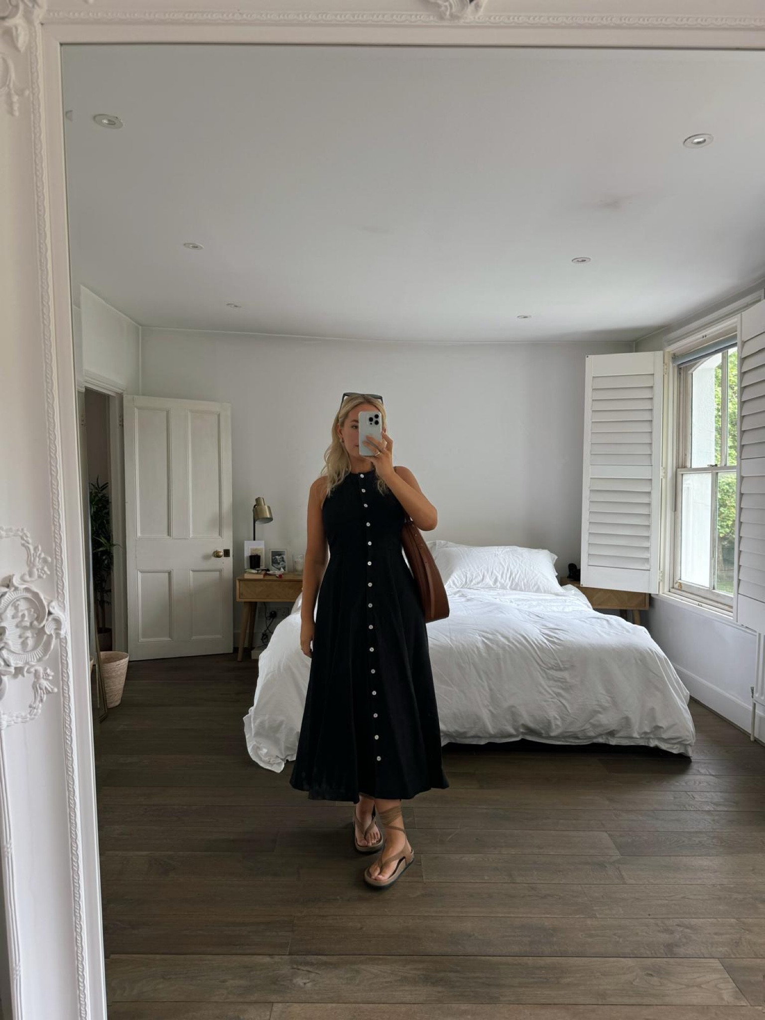 Doen bryony dress, midi dress, black outfit, tan sandal, button up dress, summer style 

#LTKstyletip #LTKsummer #LTKuk