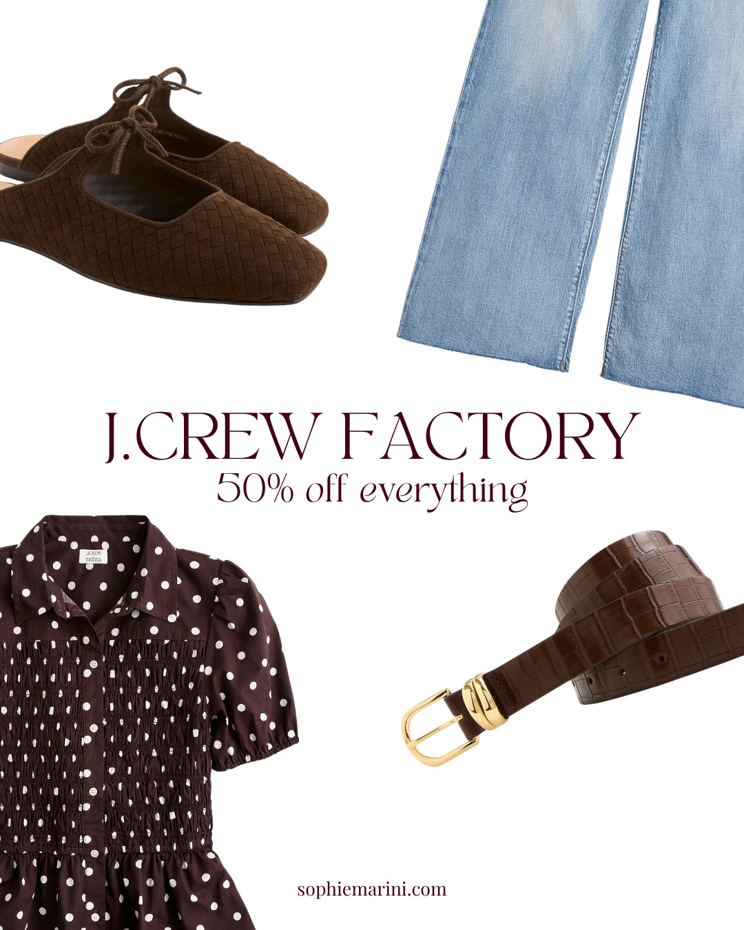 J.Crew Factory: 50% off everything
🛒everything linked. Comment SHOP and I'll DM the details 💌

[budget friendly fashion, gingham dress, wide leg jeans, shearling clogs, polka dot blouse, striped dress, olive jacket, claw clips, cable knit sweater, belt, houndstooth dress]
#jcrewfactory #falldealalert #budgetfriendlyfashion #saleseason #styleonabudget 

 