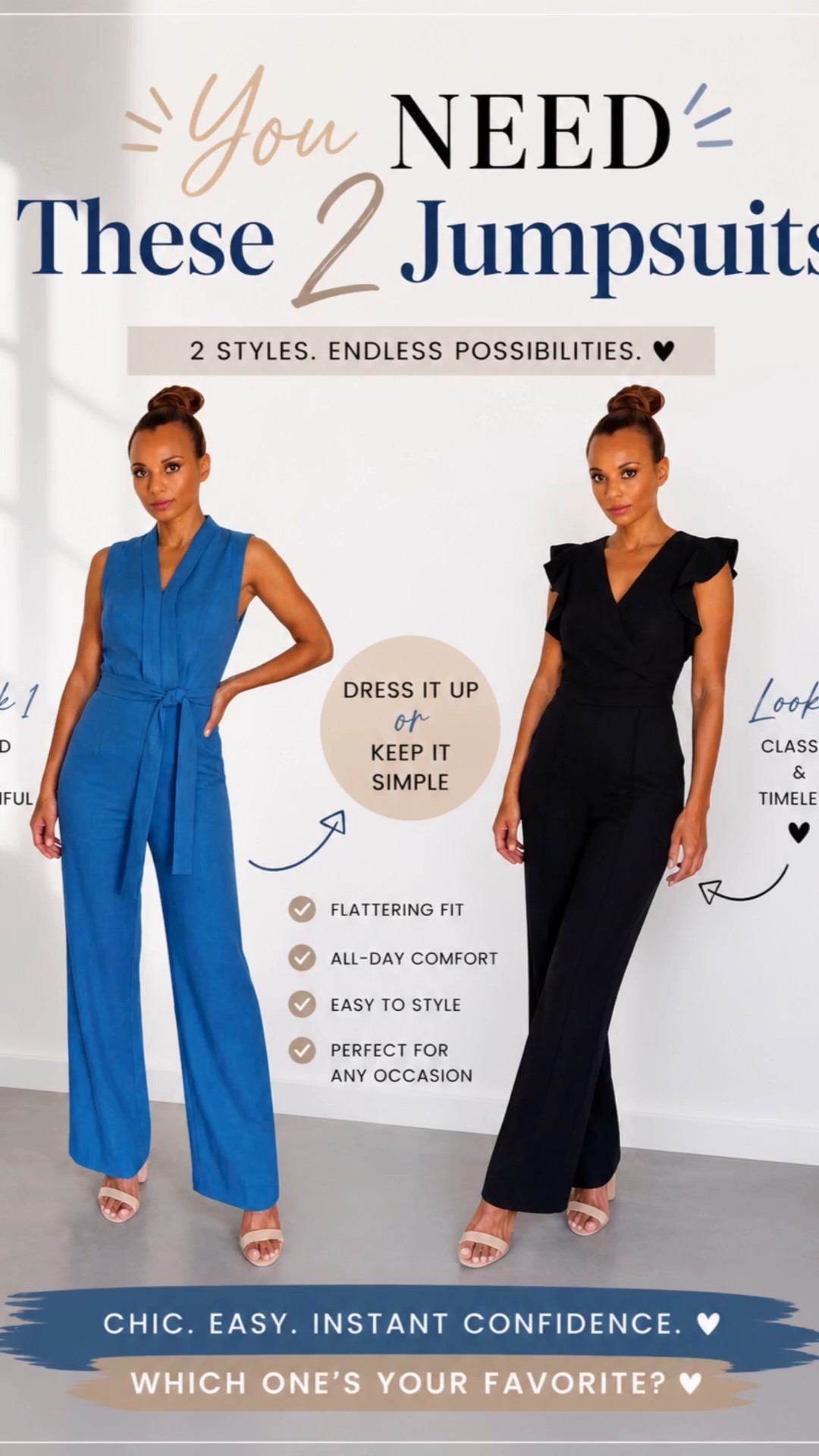 You NEED these 2 jumpsuits 😍
One bold, one classic — both effortlessly chic and made to fit like a dream. Dress them up or keep it casual… either way, you’ll look put together in seconds ✨

Which one is your favorite? 💙🖤

#LTKStyle #JumpsuitStyle #AmazonFinds #AffordableFashion #ChicStyle #OOTDInspo #StyleInspo #NeutralStyle #EffortlessStyle #EverydayOutfits #FashionOver40 #MomStyle #LTKFinds #CapsuleWardrobe #SimpleStyle

#LTKootd #LTKMothersDay #LTKgrwm
