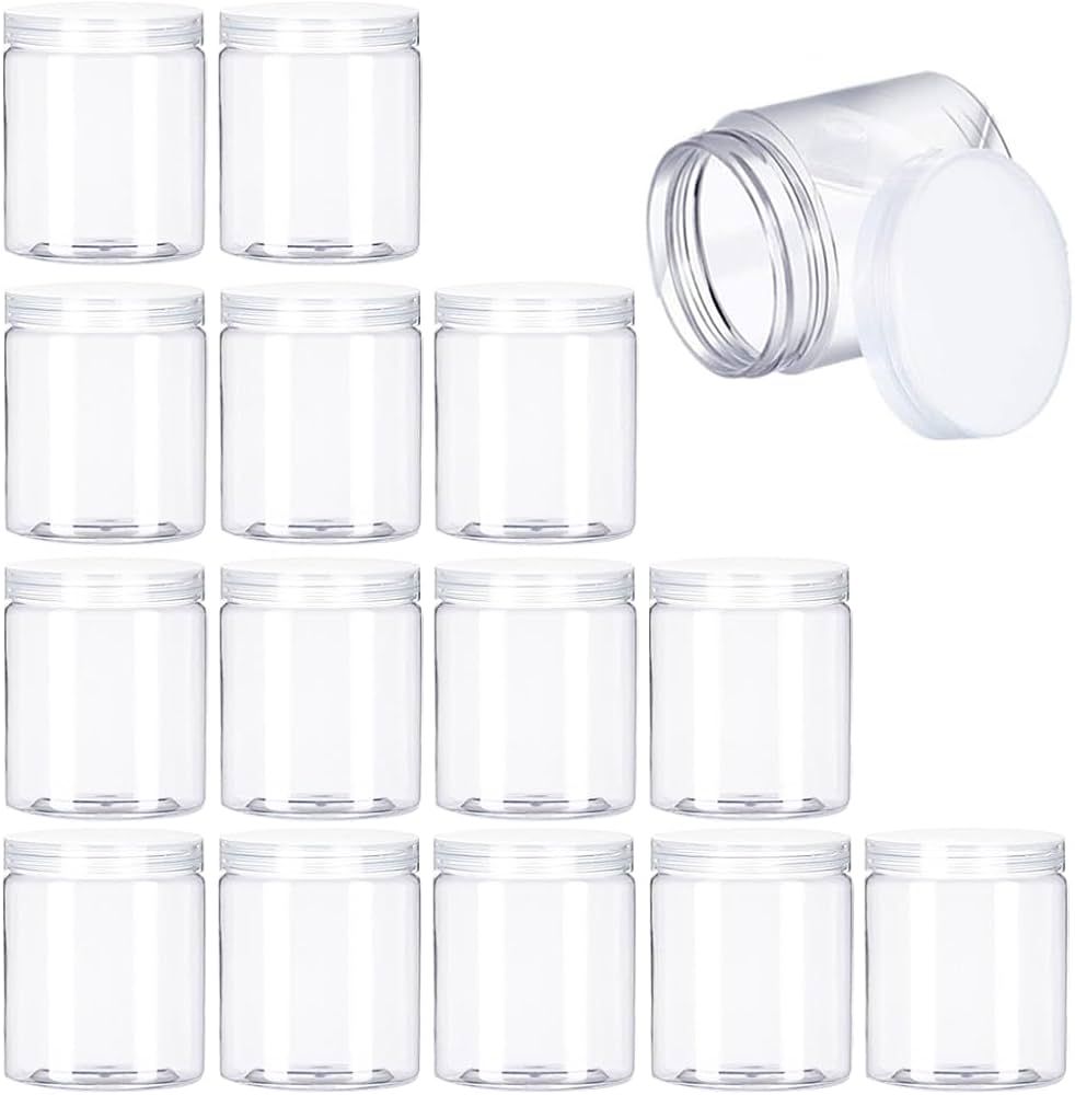 15 Pack 6oz Clear Plastic Jars Wide-mouth Storage Containers,Refillable Empty Containers for Dry ... | Amazon (US)