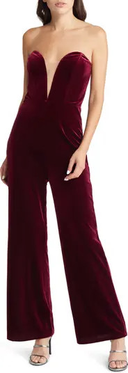 Lulus Fashion Agenda Strapless Velvet Jumpsuit | Nordstrom | Nordstrom