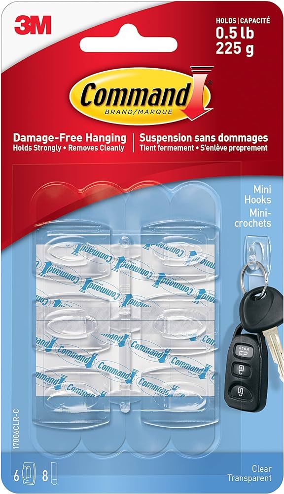 Command Mini Hooks, Mini, Clear, 6 Hooks 8 Small Strips | Amazon (CA)