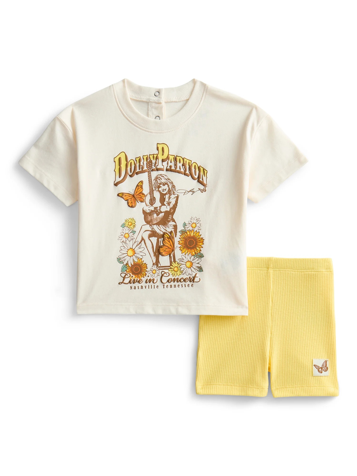 Dolly Parton Baby Girls Graphic Tee and Bike Shorts Set, 2-Piece, Sizes 0/3M-6/9M | Walmart (US)