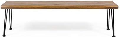 Christopher Knight Home 312780 Gladys Outdoor Modern Industrial Acacia Wood Bench Hairpin Legs, T... | Amazon (US)
