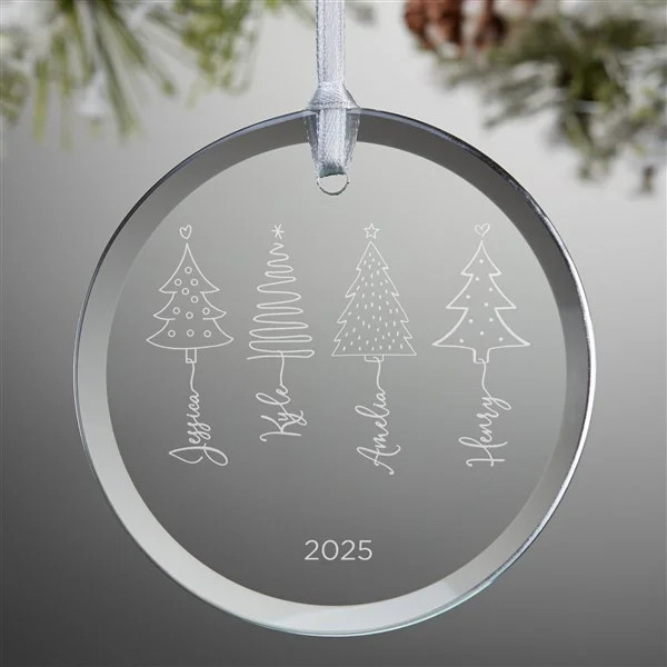Scripted Christmas Tree Personalized Glass Ornament | Personalization Mall