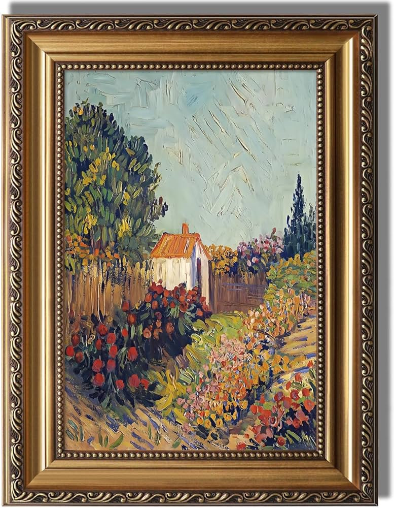 KBKBART Gold Framed Canvas Wall Art for Living Room, Vintage Landscape Oil Painting Farmhouse Decor, Retro Nature Canvas Art Prints for Wall Decor, Rustic Landscape Wall Decor for Bathroom, Bedroom Living Room, Vintage Art Wall Decor (12"x16") | Amazon (US)