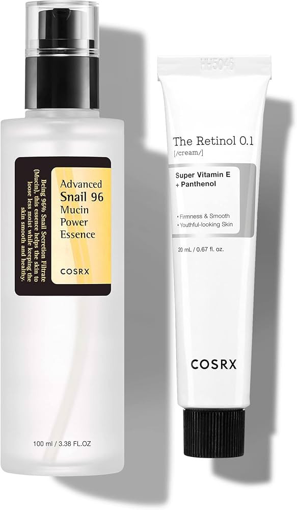 COSRX Skin Cycling Routine - Snail Mucin 96% Essence + Retinol 0.1 Cream, Recovery Set for Face a... | Amazon (US)
