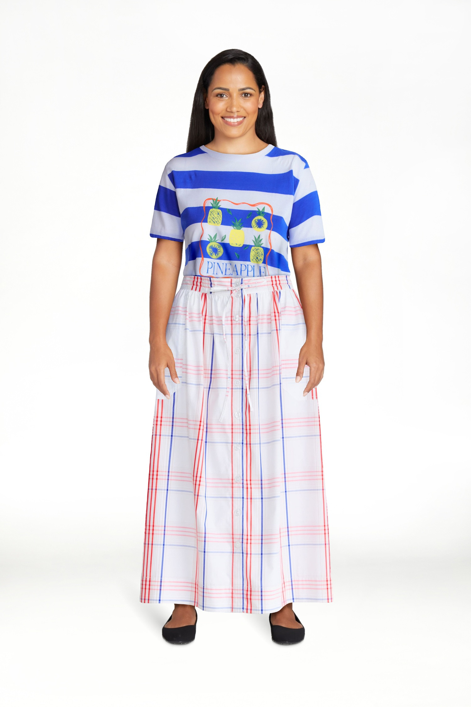 Free Assembly Women's and Women's Plus Button-Front Cotton Maxi Skirt, Sizes XS-4X | Walmart (US)