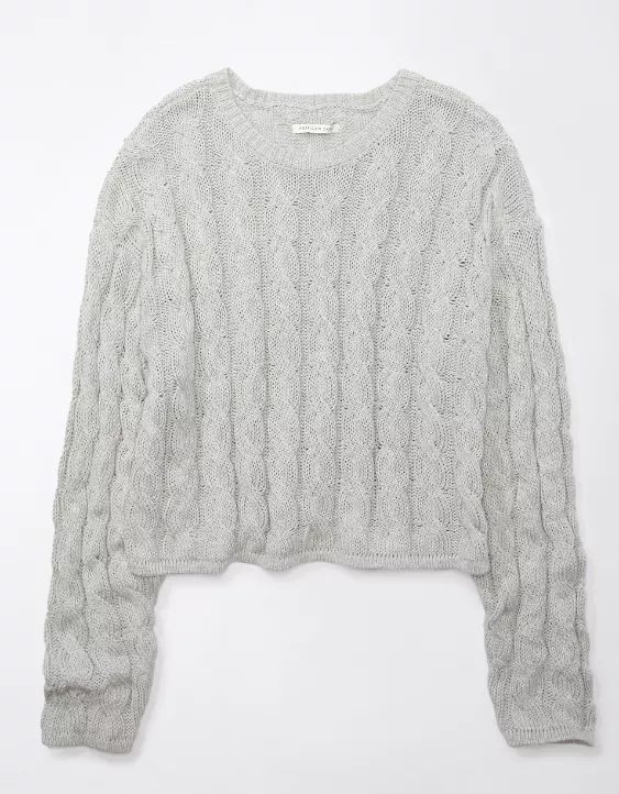 AE Cropped Cable-Knit Sweater | American Eagle Outfitters (US & CA)