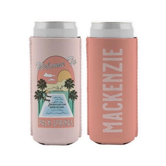 Custom Palm Springs Slim Can Cooler, Bachelorette Can Cooler, Bach Favors , Maid of Honor Can Coo... | Etsy (US)