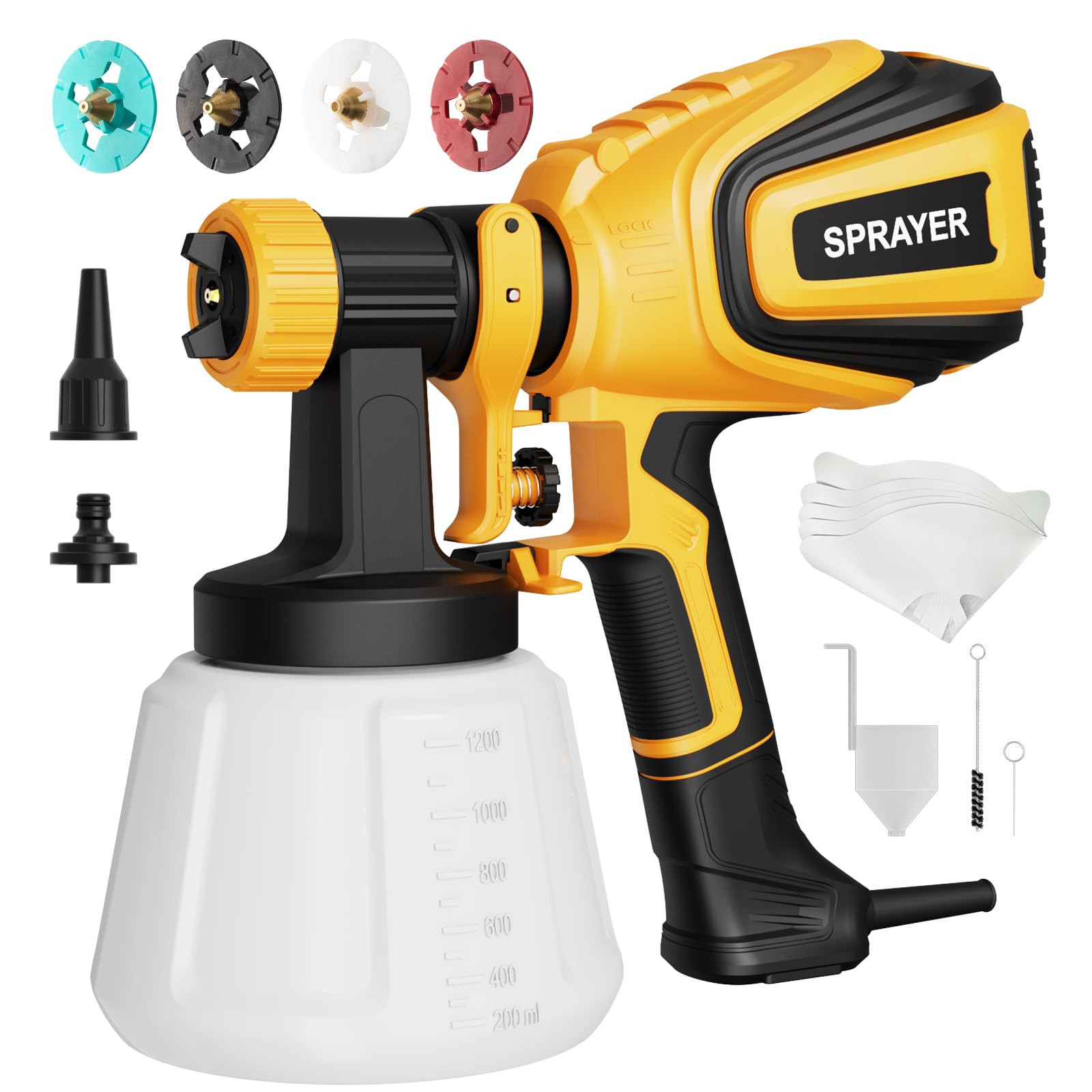 VONFORN Paint Sprayer, 700W HVLP Spray Gun with Cleaning & Blowing Joints, 4 Nozzles and 3 Patter... | Amazon (US)