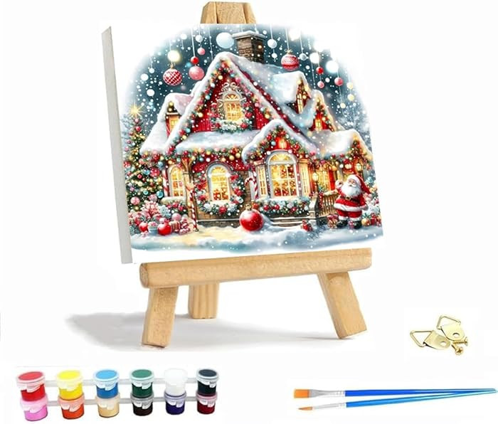 VIGEGU Christmas House Paint by Numbers Kit for Adults with Framed,Paint by Number DIY Acrylic Ad... | Amazon (US)