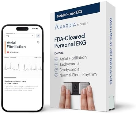KardiaMobile 1-Lead EKG Monitor, Medical-Grade FDA-Cleared Personal Heart Monitor, Detects Normal... | Amazon (US)