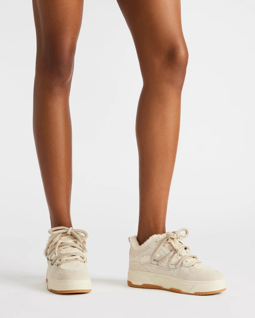 BOOMER Faux Fur Taupe Multi Platform Chunky Sneaker | Women's Sneakers | Steve Madden (US)