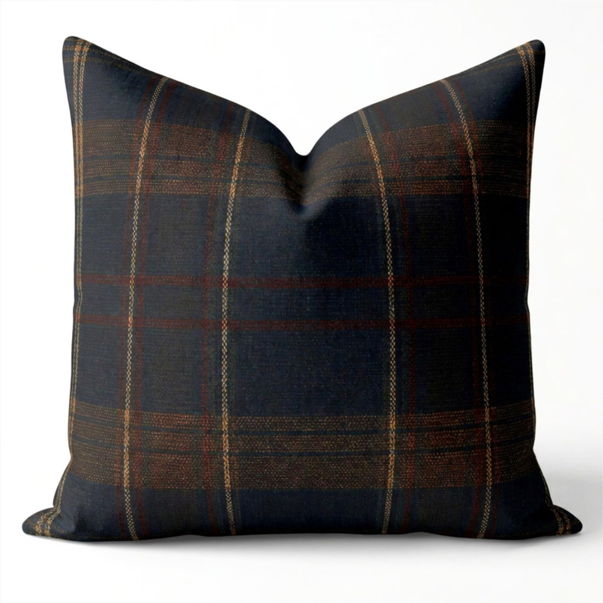 Dark Windowpane Plaid Throw Pillow Tartan Style Moody Dark Navy Rust Accent Cushion Lodge Cabin Study Den Office Living Room Sofa Decor Gift | Etsy (Global)