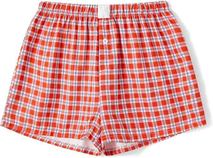 Women's Y2K Lounge Shorts Cute Soft Elastic Low Waist Plaid Print Button Front Pajama Bottoms Box... | Amazon (US)