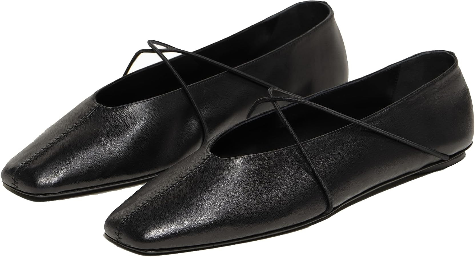 Women's Square Toe Ballet Flats Criss-Cross Straps Comfortable Slip On Mary Jane Flat Shoes for O... | Amazon (US)