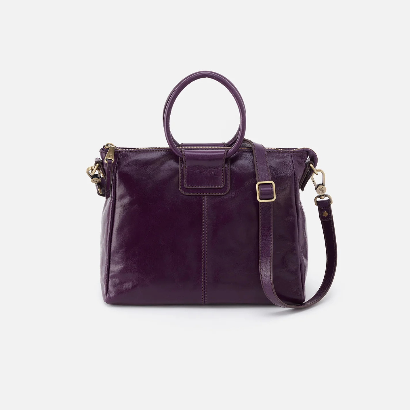 Sheila Medium Satchel in Polished Leather - Deep Purple | HOBO Bags