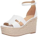 NINE WEST Women's wnADELYN Wedge Sandal, White, 8.5 M US | Amazon (US)