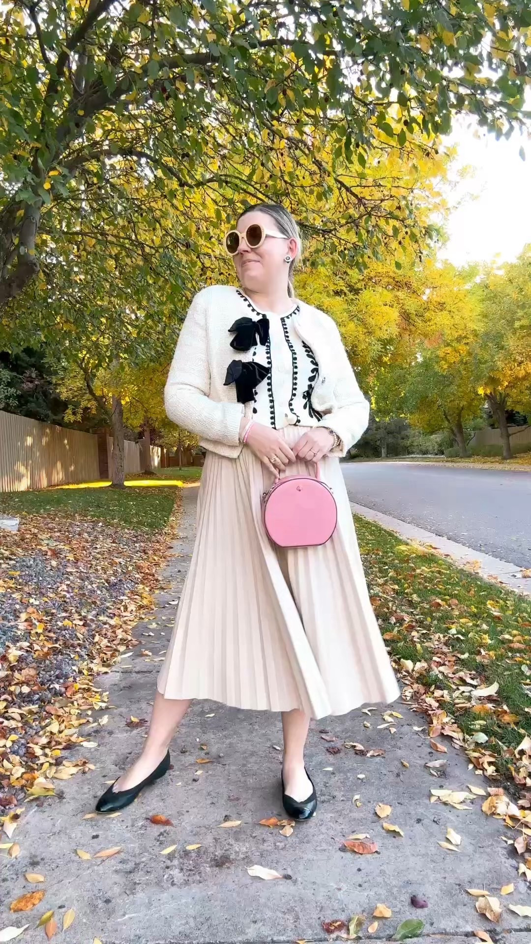 Look 9 - The Coco Cabana ☕️ 
A curated style series

Fall has never been my favorite season weather-wise (especially in CO - I think it’s boring 🤷🏼‍♀️ ), but it really is such a great one for fashion - especially when it comes to textures and fabrications. What I love about this outfit is how those textures come together: the faux leather skirt, the tweed jacket, and that beautiful balance of structure and softness.

Cream isn’t the first color that comes to mind for autumn, but that’s exactly what makes it interesting to me. 🤍 I think it’s fun to play with expectations and remind ourselves that just because you buy something during a season doesn’t mean it has to stay in that season. This look could easily come back for spring and perhaps it will… 👀 . I love incorporating trending colors into my looks - but a classic is a classic for a reason.

This look is part of my Coco Cabana capsule   a two-week collection of feminine, classic, and playfully preppy pieces in black, white, and vibrant pops of color. Each capsule in my series explores a distinct theme, featuring 10–20 curated outfits designed to inspire new ways to mix, match, and restyle your favorites. 💫

Jacket - Avec Les Filles (rent from Nuuly! Use my coupon below for a discount)
Sweater top - Avara (linked + other colorways linked as well!)
Skirt - Ann Taylor (similar & 2nd hand linked)
Flats - Chanel (similar linked)
Sunglasses- Gucci (linked)
Earrings - Chanel (similar linked)
Bracelets - Rocksbox & Vintage
Bag - Kate Spade (2nd hand linked)
Rings - Kate Spade (2nd hand linked)

Get $30 off of your first month of Nuuly: https://share.nuuly.com/kat42828
Link in IG bio as well. :) 

#LTKMidsize #LTKootd #LTKTall