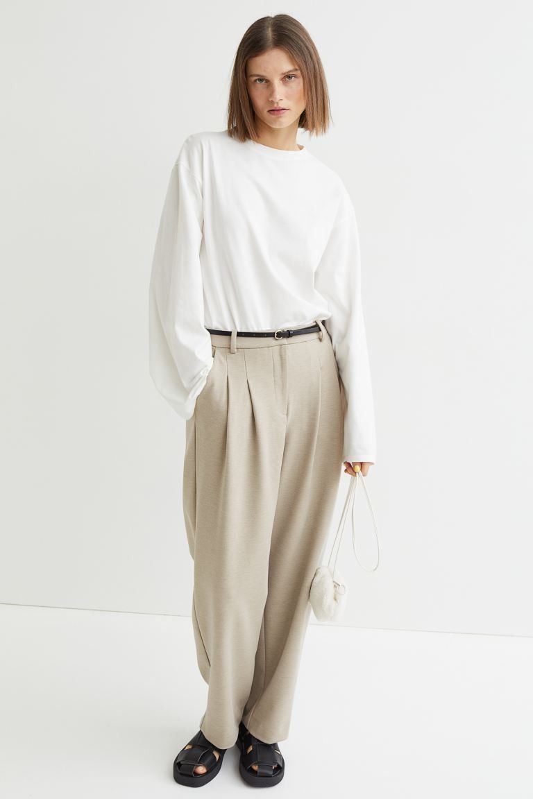 Dressy Jersey Pants Beige Pants Work Pants Work Wear Business Casual Spring Outfits Budget Fashion | H&M (US + CA)