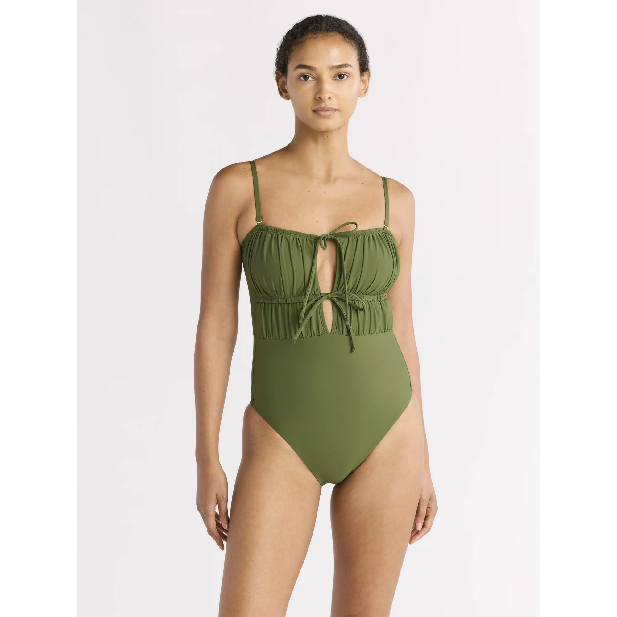 Free Assembly Women's and Women's Plus Ruched Cut Out One Piece Swimsuit, Sizes XS-1X | Walmart (US)