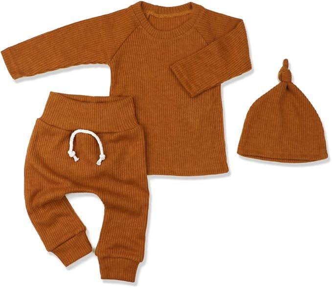 Newborn Baby Boy Clothes Pajamas Cute Hoodies + Cotton Solid Pants 2PCS Outfit Set | Amazon (US)