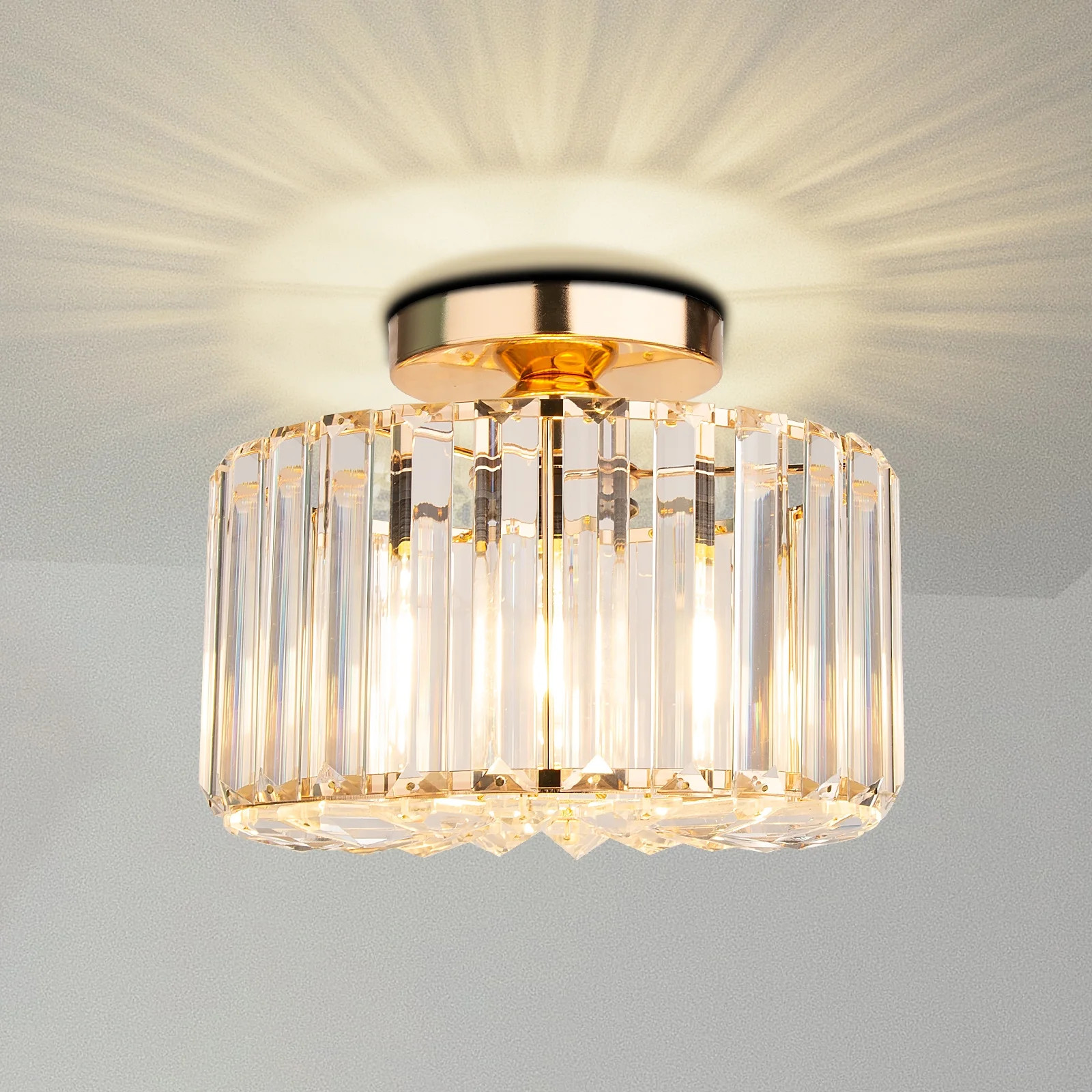 MotentCeiling Light Fixture Flush Mount Crystal Chandelier Light Fixture for Hallway Light Fixtur... | Walmart (US)