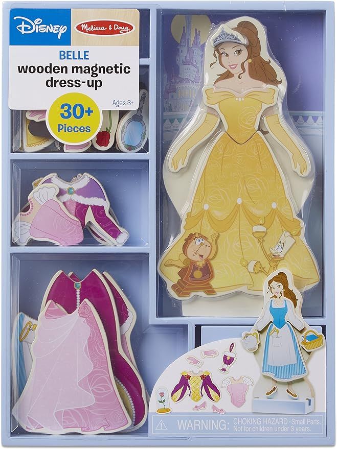 Melissa & Doug Disney Belle Magnetic Dress-Up Wooden Doll Pretend Play Set (30+ Pieces) | Amazon (US)