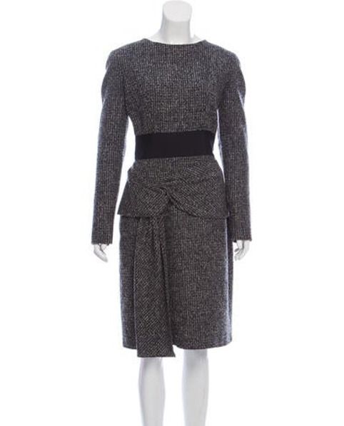 Oscar de la Renta Wool Tweed Dress Black | The RealReal