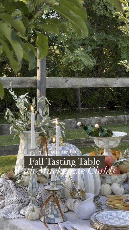 Fall tasting table with the sterling check collection by MacKenzie-Childs.

#LTKhome #LTKSeasonal #LTKparties