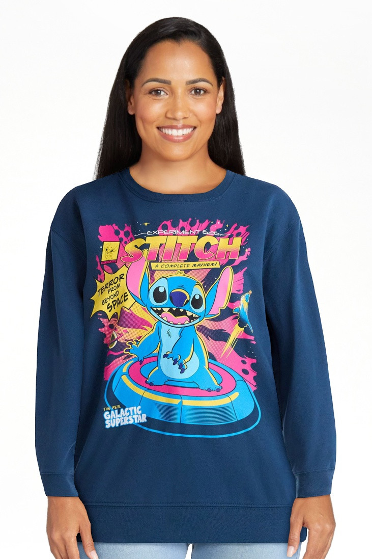 Disney Women's Stitch Sweatshirt with Long Sleeves, Sizes XXS-XXL | Walmart (US)