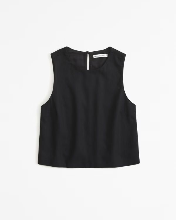 Linen-Blend High-Neck Set Top | Abercrombie & Fitch (US)