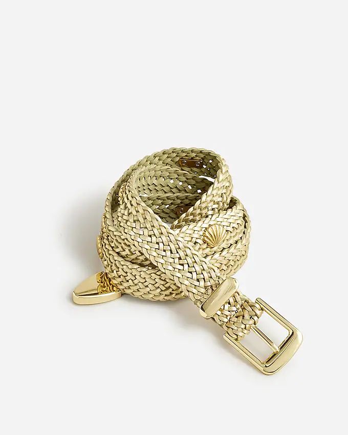 Braided Italian leather belt with shells | J. Crew US