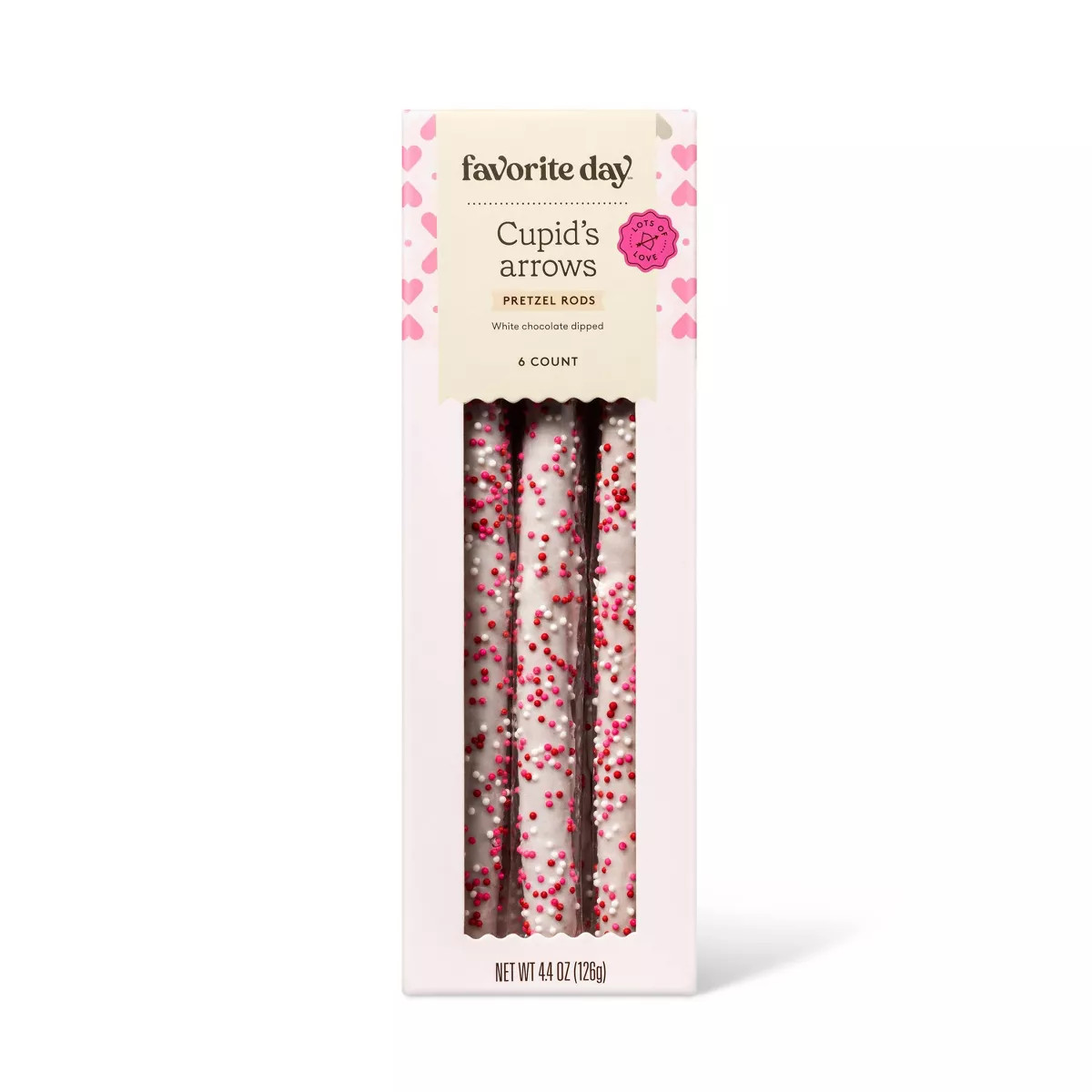 Valentine's Pretzel Rods Dipped in White Chocolate with Nonpareils - 4.4oz - Favorite Day™ | Target