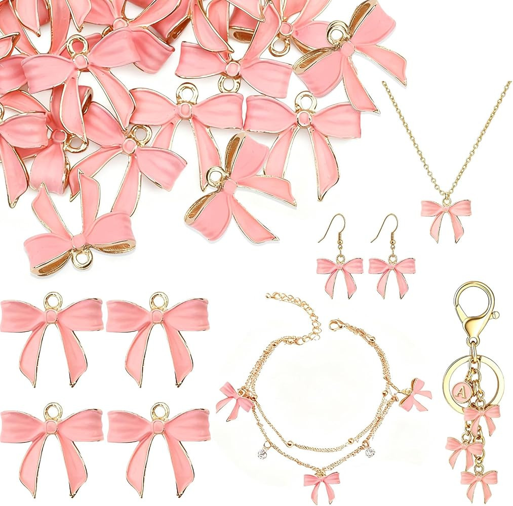 Cute Bow Charms for Bracelet Jewelry Making Supplies Colourful Bow Bracelet Keychain Charms Neckl... | Amazon (US)